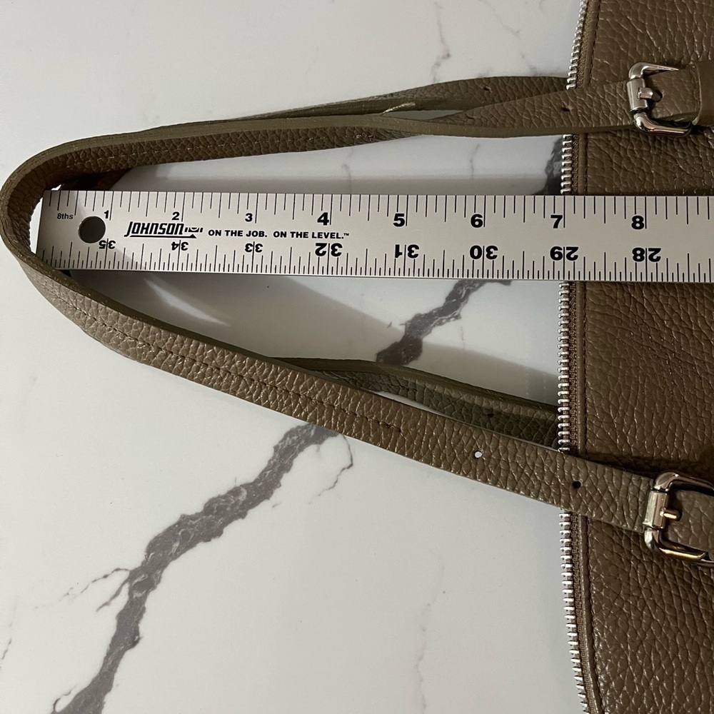 Valentina Italia Olive Pebbled Leather Shoulder Tote Bag Contemporary Minimalist - Picture 14 of 14